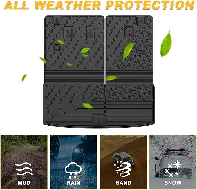 Original Cargo Mat Fit for Honda Pilot 2023-2025: Cargo Liner with Backrest Mat Behind 3rd Row Back Seat Protector - All Weather Protection Waterproof Trunk Mat with Back Seat Cover Pilot Accessories