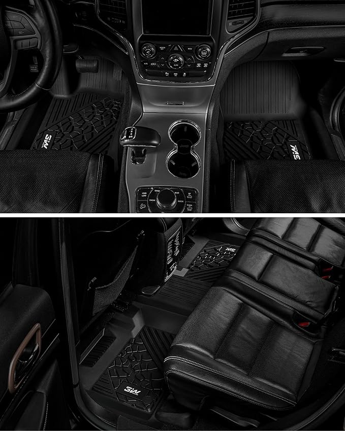 3W Floor Mats Fit for Jeep Grand Cherokee 2016-2021/ Grand Cherokee WK 2022 2023/ Dodge Durango 2016-2021 (2nd Row Bench Seating Only) TPE All Weather Custom Fit Full Set Car Liners Accessories