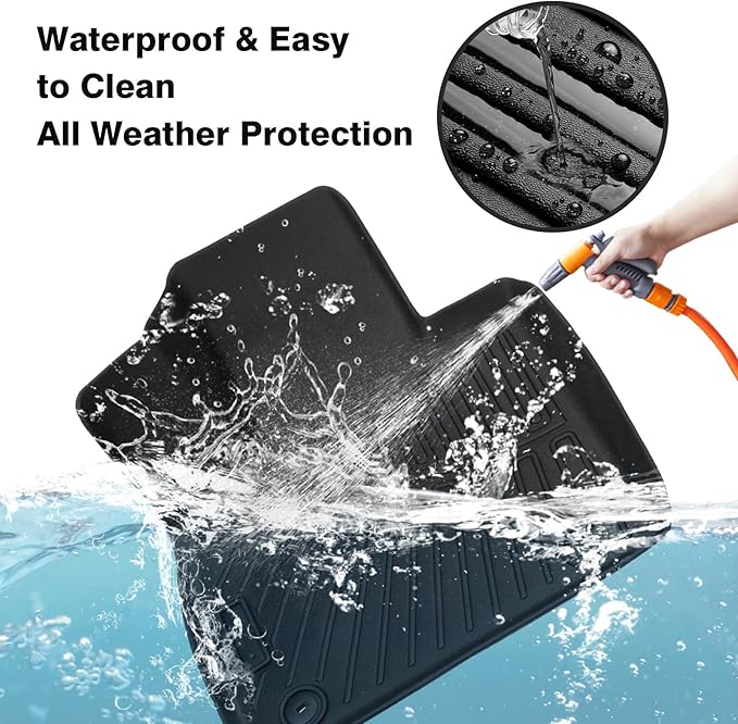 Powerty Floor Mats for 2020-2024 2025 Hyundai Palisade Accessories All Weather Floor Liner 3D TPE 1st & 2nd Row Floor Mat Heavy-Duty Floor Liners