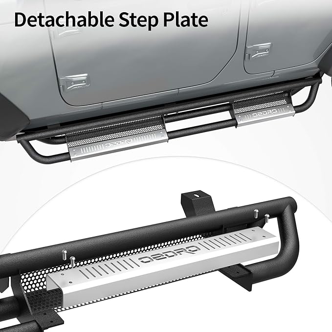 OEDRO 6 inch Running Boards, Drop Side Steps Compatible with 2018-2025 Jeep Wrangler JL & Unlimited 4 Door, Steel Nerf Bar with Silver Paintable Step Plates