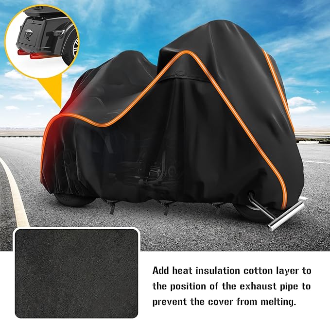 420D Motorcycle Cover for Trike Models Freewheeler, Tri Glide Ultra and CVO Version, Outdoor Bike Cover Windproof Heavy Duty Waterproof Protection(with Antenna Openings&Exhaust Heat Insulation)