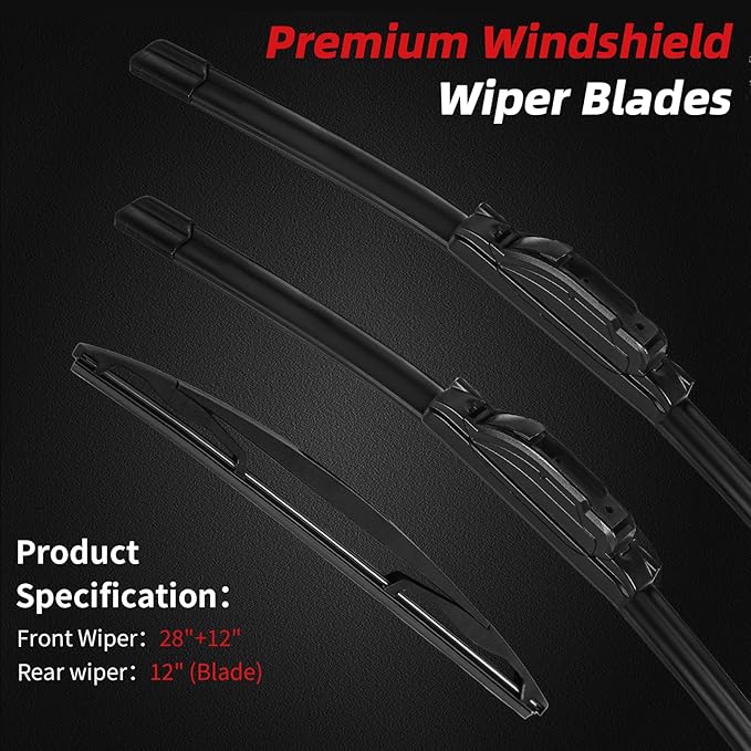 OTUAYAUTO Premium Windshield Wiper Blades - Replacement for Nissan Versa Note 2014-2019 - Precision Fit, All-Weather Performance, Front and Rear Wiper Blades, J/U Hook - 28"+12"+12" (Pack of 3)