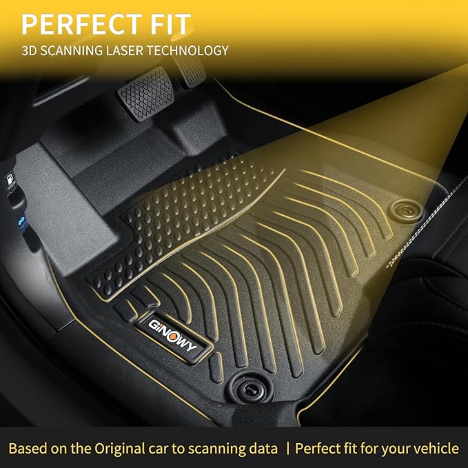 GINOWY-Floor Mats & Cargo Liner for Ford Taurus 2010-2019, TPE All Weather Taurus Car Mats, Custom Non-Slip Trunk Mat Floor Liners Taurus Accessories Black