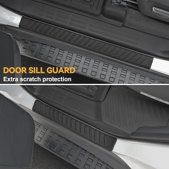 Floor Mats Set for 2024 2025 Toyota Land Cruiser Prado 5 Seats, Full Coverage All Weather Floor Mats Cargo Mat with Backrest Protectors & Door Sill Guards for Land Cruiser Accessories