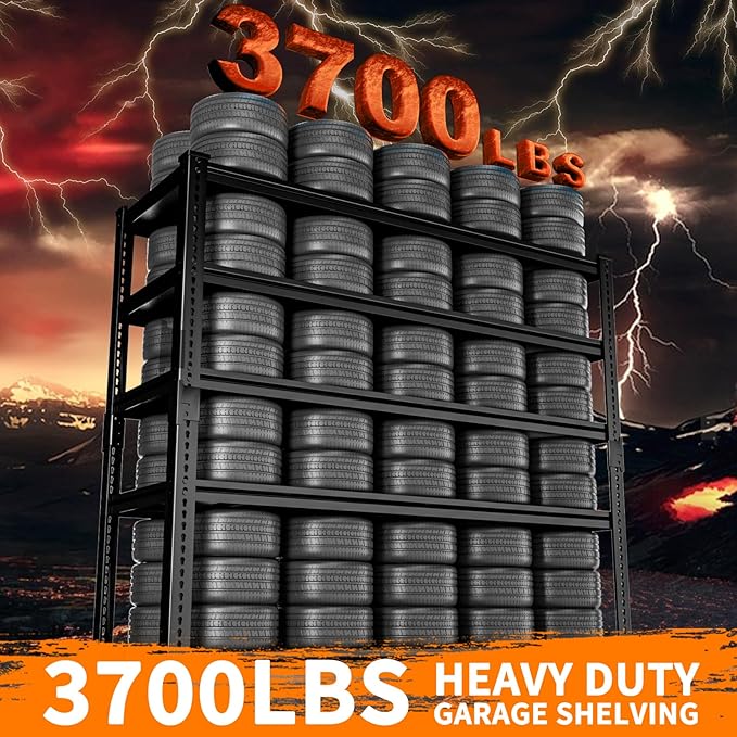 Storage Shelves Heavy Duty 3 PCS, 48"L x 18"W x 72"H Garage Storage Shelves Unit Loads 3700LBS, 5-tier Adjustable Metal Industrial Utility Shelf Rack for Kitchen, Laundry Room, Warehouse, Basement