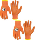 HANDLANDY 2 Pairs Kids Gardening Gloves, Toddler Children Garden Yard Work Outdoor Playing Gloves, Rubber Coating, for Girls Boys Youth (Size XL, Orange)