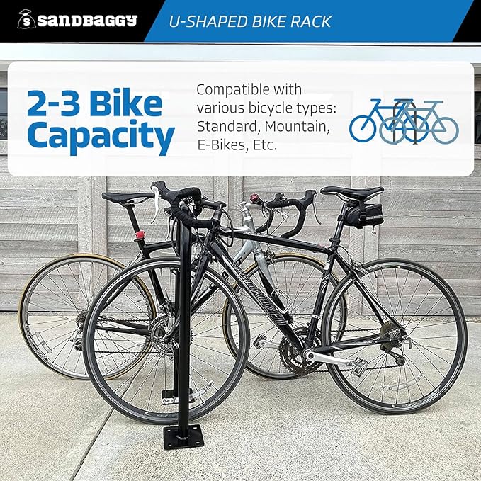 Sandbaggy U Shaped Bike Rack - Outdoor, Commercial - Galvanized Steel - Surface/Ground Mounted (5, Green)