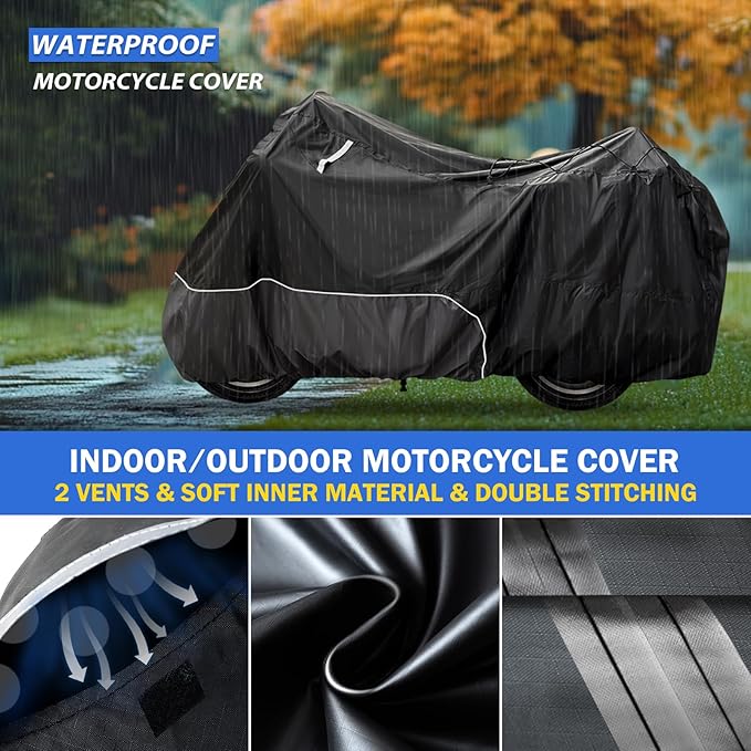 Motorcycle Cover for Harley Davidson Touring Models Road Glide Limited, Ultra Limited, Ultra Classic, Road King, Road Glide, Street Glide, Electra Glide - Waterproof Motorcycle Cover Outdoor Storage