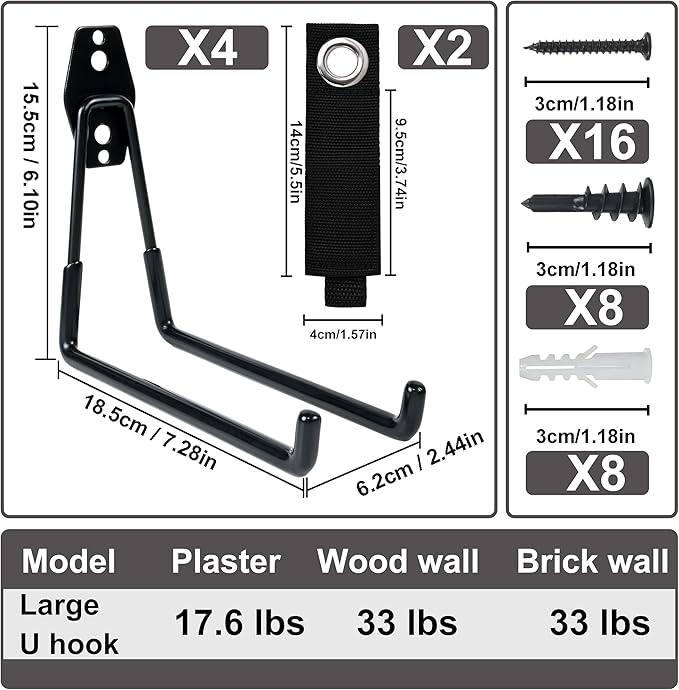 QUELIEN Large Garage Hooks, Heavy-Duty 7.5 in Cord Organizer for Garage Organization, Storage, and Hose Holder – Space-Saving and Durable Design for Home, Garage, and Workshop Use