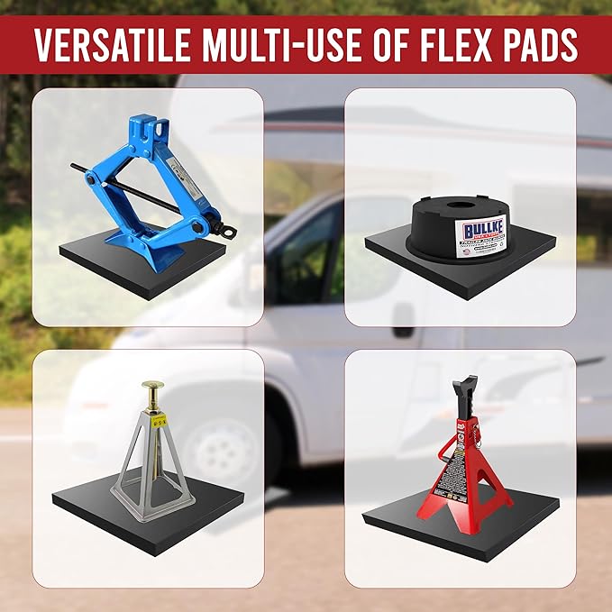 USA Made RV Leveling Jack Flex Pads 12" – Heavy-Duty Rubber Jack Pads (1-Pack) – Non-Slip, Shock-Absorbing Stabilizer Mats for Camper & Trailer – Prevent Sinking & Sliding