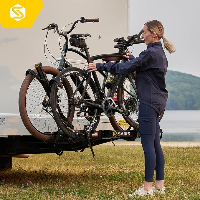 Saris SuperClamp G3 2-Bike HD Hitch Rack – Lightweight Platform Bike Carrier for Car, SUV, Truck – Tilting Design, Secure Wheel Clamping, Fits Road, Mountain, E-Bikes – 2" Hitch Receiver