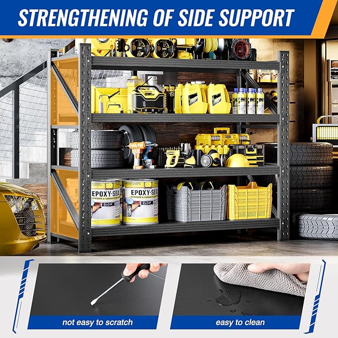 48" W Storage Shelves 3000lbs Garage Metal Shelving Heavy Duty Garage Shelves Adjustable Storage Shelves for Industrial, Factory,48" W X 24" D X 69" H