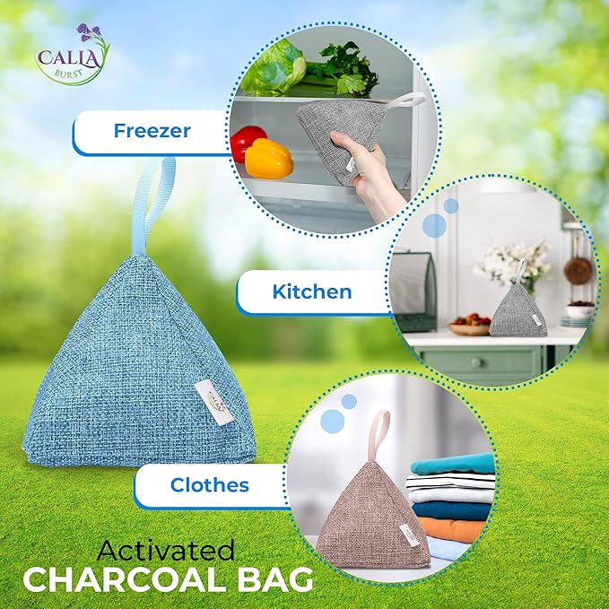 4 Pack Bamboo Charcoal Air Purifier Bags 200 Grams Each - Odor Absorber & Eliminator for Home, Car, Pets, Activated Charcoal Natural Freshener, Eco-Friendly & Reusable (Designer Colors)