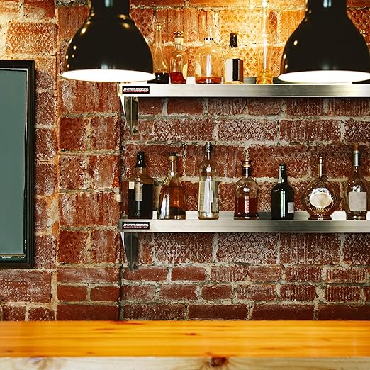 DuraSteel Heavy Duty Wall Mount Shelf - 36" Wide x 14" Deep Classic Stainless Steel Wall Floating Shelves - NSF Metal Storage Wall Shelves - For Commercial Kitchen, Laundry Room, Garage, Food Truck