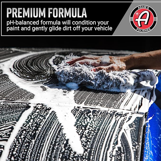 Adam's Car Shampoo (16oz) - pH Best Biodegradable Car Wash Soap for Foam Cannon, Spray Gun or Bucket - High Foam, Scratch-Free Auto Detailing for Cars, Trucks, RVs & Motorcycles