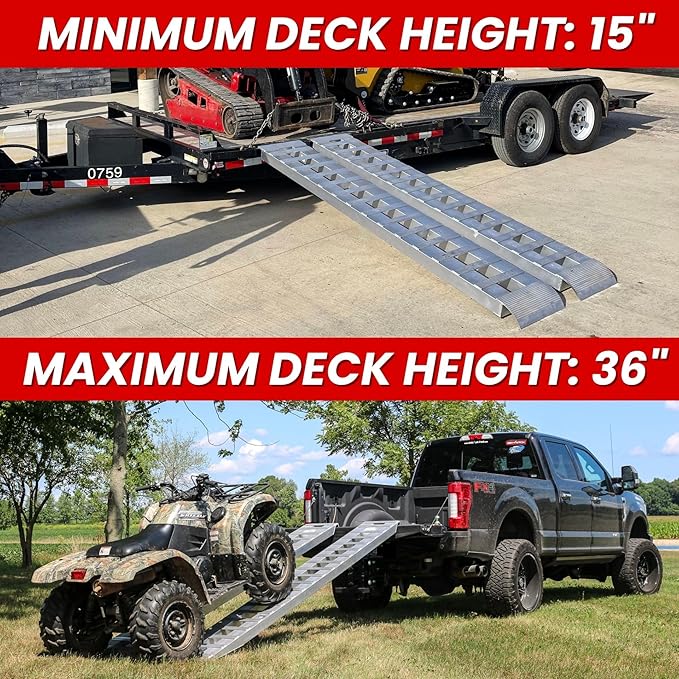 GEN-Y Hitch Heavy Duty Aluminum Loading Ramps - Set of 2, 6 Foot Long x 14 Inches Wide, 6000 lbs Capacity, Hybrid Hook and Plate Ends, Serrated Cross Rungs for Maximum Traction