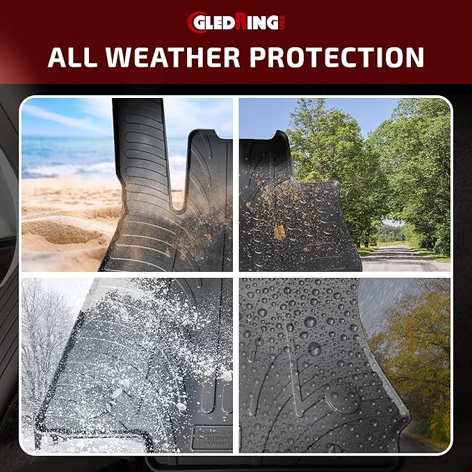 Gledring USA Custom Fit All-Weather Rubber Floor Mats Intended for Land Rover LR2 2007-2015, No Trimming Required, Tailored Custom Fit, Protects from Rain, Mud, & Snow