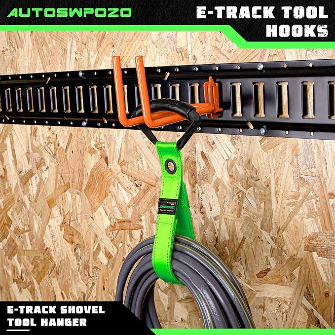 4-Pack E-Track Heavy Duty Shovel/Tool Hanger, E Track Hooks for Tools, Rakes, Spades in Trailers, Trucks, Workshop and Warehouse with E-Tracks, E Track Accessories Tool Holder (Orange)