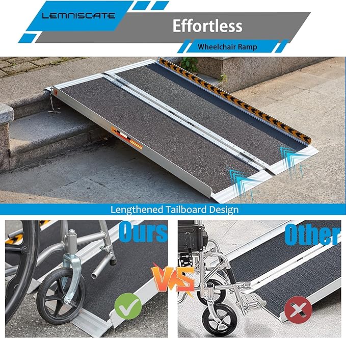 LEMNISCATE 6FT Wheelchair Ramp, 29.2” W Non-Slip Portable Ramps for Wheelchairs for Home Steps, Folding Aluminum Handicap Ramps for Home Entry, Doorways, Shed, Stairs, Curbs, Walkers, Scooter