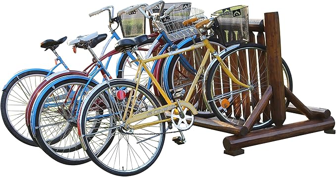 13-Place Bike Log Rack, Outdoor Bike Stand, Freestanding Commercial Bicycle Storage Racks, Standing Rack for Bikes, Bicycle Parking Floor Stand, Ebike Racks, Fat Tire Bikes for Men - Canyon Brown