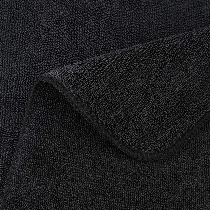 POLYTE Premium Microfiber Cleaning Towel,16 x 16 in, 12 Pack (Black)