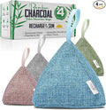 4 Pack Bamboo Charcoal Air Purifier Bags 200 Grams Each - Odor Absorber & Eliminator for Home, Car, Pets, Activated Charcoal Natural Freshener, Eco-Friendly & Reusable (Designer Colors)