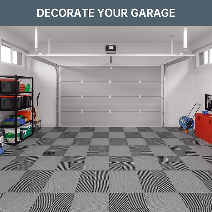 Durable Polypropylene Interlocking Modular Garage Floor Tiles, Versatile Interlocking Floor Tiles, 15.7'' x 15.7'' x 0.7''(Thickness) Flooring Tile(20 Pack), Black