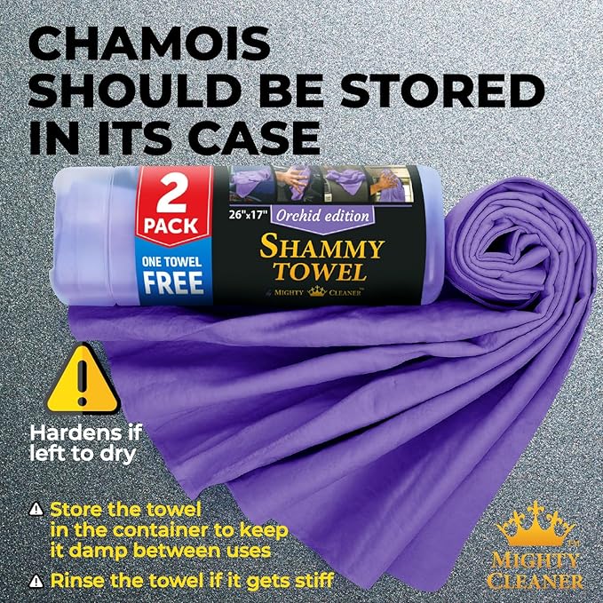Premium 2pk +1 Free Shammy Cloth for Car Drying - 26"x17" - Super Absorbent Chamois Towel for Car - Scratch-Free, Reusable & Soft