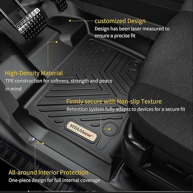 YITAMOTOR Floor Mats Set Fits for Chevrolet Equinox 2018-2024, Custom Fit Front & 2nd Seat Cargo Liner Set - Black TPE All-Weather Guard