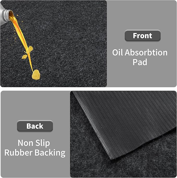 HOMBYS Extra Large Garage Floor Mat for Under Car,Floor Mats for Garage with Rubber Backing,Non Slip Garge Rug,Waterproof Backing Garage Carpet,Motorcycle Absorbent Oil Spill Mat,7'9"x18'