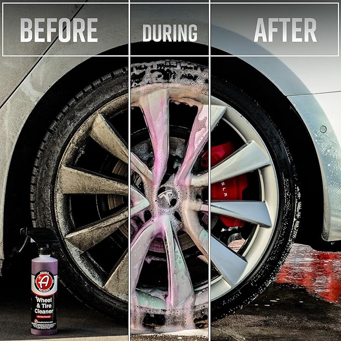 Adam's Wheel & Tire Cleaner (16oz, 2-Pack) - Professional All in One Tire & Wheel Cleaner Car Wash Well Cleaning Spray for Car Detailing, Safe On Most Rim Finishes