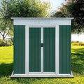 6x4 FT Outdoor Storage Shed with Sloping Roof, Waterproof Metal Garden Sheds w/Lockable Sliding Doors and Vents, Weather Resistant Tool Storage House for Backyard, Patio, Lawn, Green
