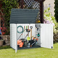 YITAHOME Outdoor Resin Storage Sheds, 39 in Height Lockable Waterproof Horizontal Shed w/o Shelf, Easy to Assemble Shed Storage for Garden Tools, Light Gray