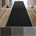 iCustomRug Spartan Weather Warrior Indoor/Outdoor Utility Ribbed Carpet Runner with Non-Slip Thermoplastic Rubber Backing, 28in X 40ft in Black
