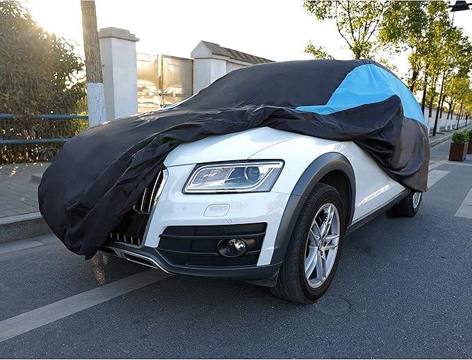 MORNYRAY Waterproof Car Cover All Weather Snowproof UV Protection Windproof Outdoor Full car Cover, Universal Fit for Sedan (Blue, S2-Fit SUV Length(181-190 inch))