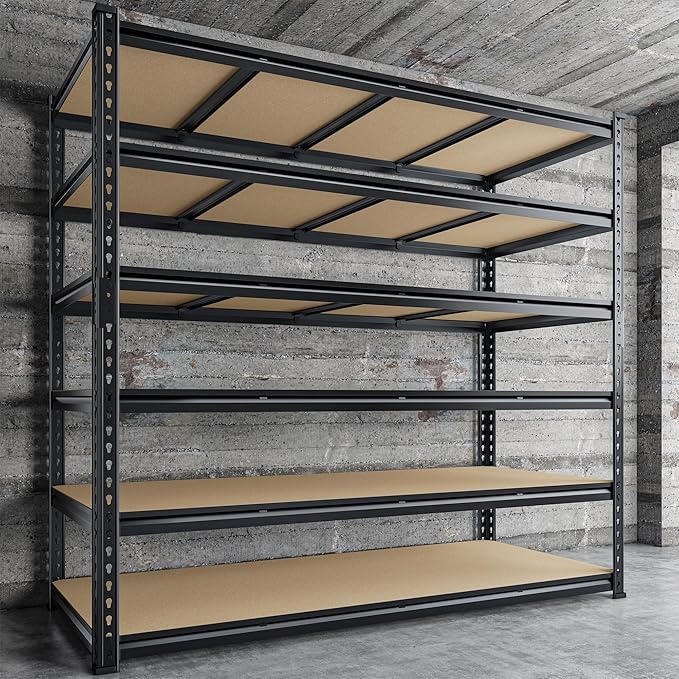 83.8" H Garage Shelving 59.8" W Metal Shelving 3000LBS Storage Shelves Heavy Duty Garage Shelves Adjustable Metal Shelf for Basement Warehouse Pantry 59.8" W x 24" D x 83.8" H
