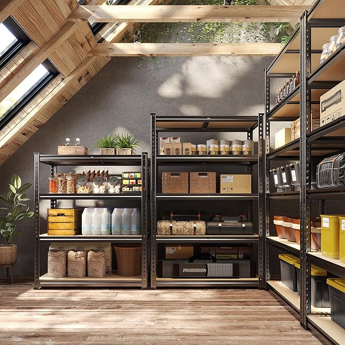 63" H Garage Shelving 31.5" W Storage Shelves Adjustable 2000LBS Metal Shelving Heavy Duty Garage Shelves for Pantry Kitchen Closet Basement Warehouse