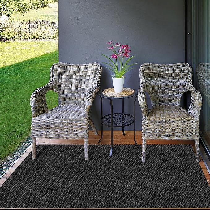 Ottomanson 2'7" x 46' Hallway Runner with Scraper Pile - Extra Durable Non-Slip Rug Mat for Indoor & Outdoor Use - Ideal for Kitchen, Entryway & Garage - High-Traffic Carpet, Black