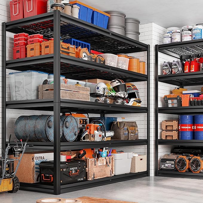 REIBII 55.2'' W x 78.2'' H x 26'' D, 5-Tier Metal Garage Shelving Units, 3000LBS Capacity, Adjustable Heavy Duty Shelves, 2 Pack