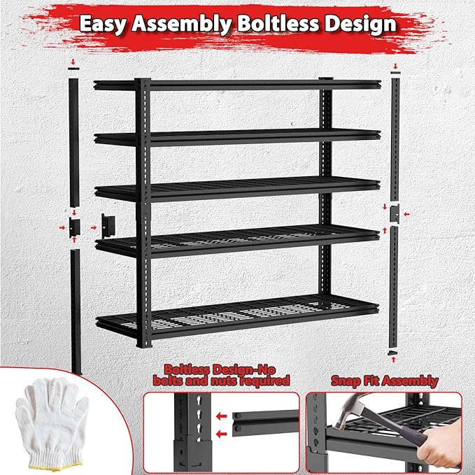 Storage Shelves 3PCS, Garage Shelving Heavy Duty 1920LBS Capacity, 36"L x 16"W x 60"H Adjustable Metal Shelving Organizer Wire Rack, 4 Tier Utility Shelf Unit for Pantry Closet Warehouse Organization