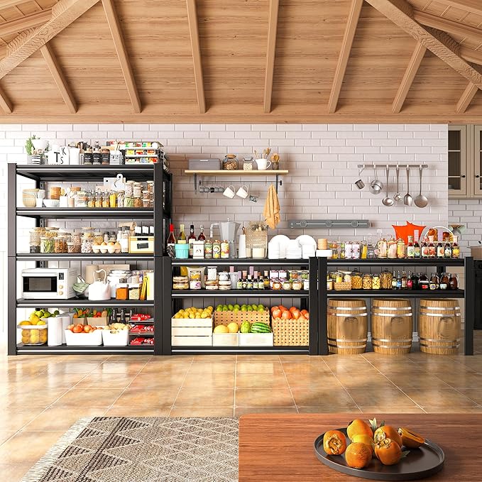 REIBII 40" W Garage Shelving, Heavy Duty Storage Shelves Load 2500LBS, 5-Tier Adjustable Metal Shelving, Garage Shelves for Warehouse, Pantry, Basement, 72" H x 40" W x18 D, 3Pack