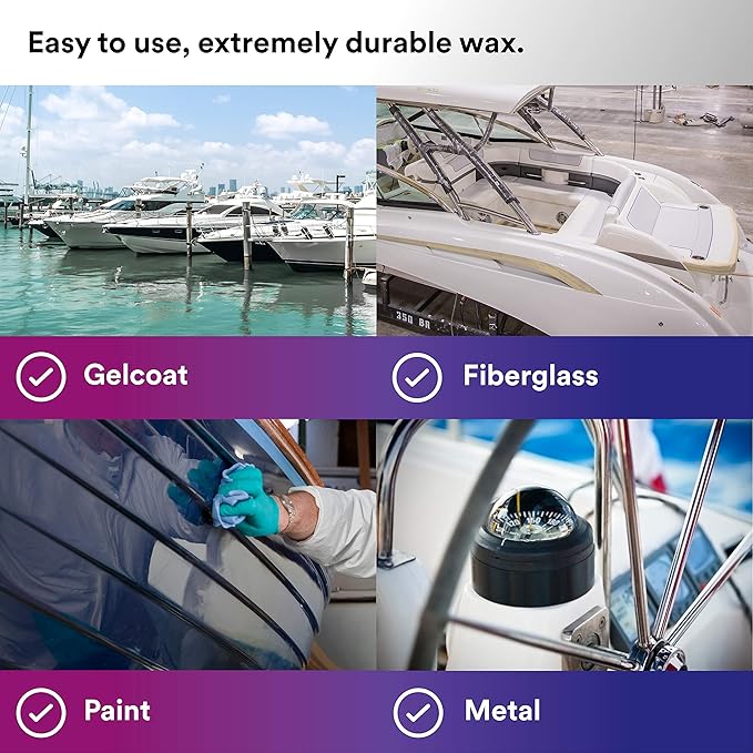3M Perfect-It Boat Wax, 36113, 1 Quart, Contains Carnauba Wax, Protects against Weather and Oxidation, For Boats and RVs