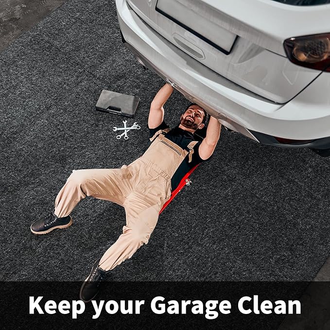 MABOZOO Garage Floor Mat 18x7.7 Ft, Extra Large Garage Carpet Rug, Reusable Absorbent Oil Spill Mat, Washable Parking Flooring Rug for Under Car, Protects from Spills, Drips and Stains