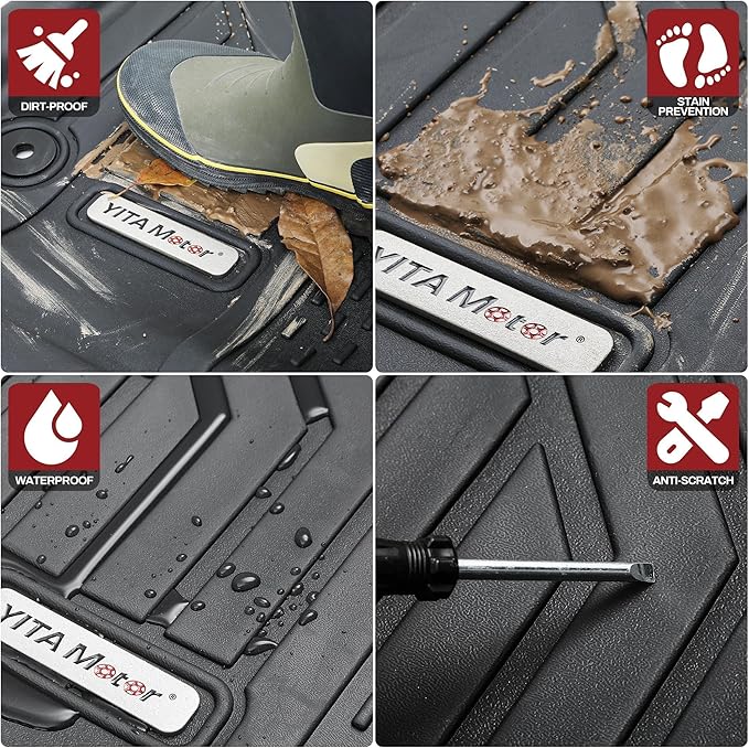 YITAMOTOR Upgraded Floor Mats Compatible with Jeep Grand Cherokee 2016-2021/ WK 2022 / Dodge Durango 2016-2024 All Weather Floor Liners, TPE Anti-Slip Waterproof Floor Mats, Car Interior Accessories
