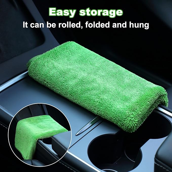 JOYMOOP Car Dry Towel, Quick Drying, Medium Size, Microfiber Cleaning Cloth, Green, 35.4 x 23.6 Inches, 3 Pack for Boates, RVs, SUVs, Trucks, Cars