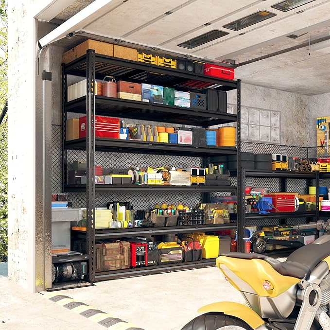 REIBII 3300LBS Garage Shelving 48" W Storage Shelves 6 Tier Garage Shelving Heavy Duty, Adjustable Metal Shelves for Warehouse, Basement, Storage, 48" W x 78" H x 18" D
