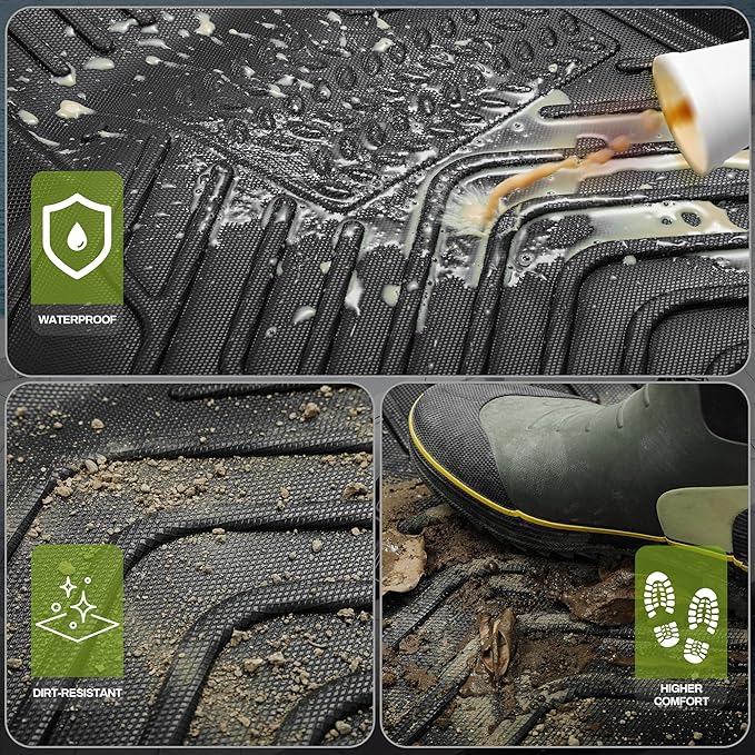 AUTOSAVER88 Floor Mats & Cargo Liners Fit for Kia Telluride 7/8 Seats 2025 2024-2020, All Weather TPE Custom for Floor Liners Trunk Mats Heavy Duty Waterproof Car Mats Set Interior Accessories, Black