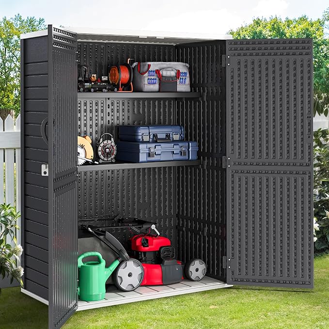 YITAHOME 2-Piece Metal Storage Shed Shelves for 59 cuft Vertical Outdoor Storage Shed，51 in x 13.8 in Shelf with 8 Screws, Easy Assembly, 22 lbs, Black