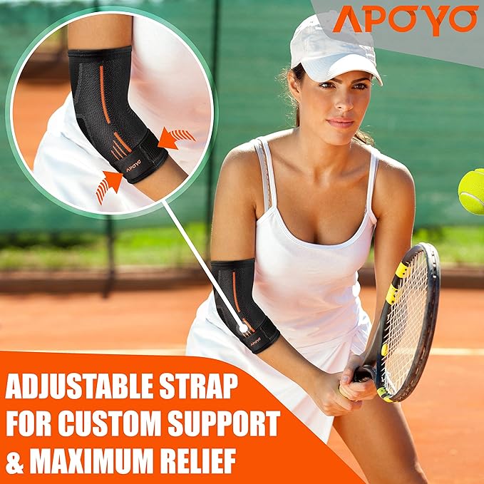 APOYO Elbow Brace for Tendonitis and Tennis Elbow, (Pair) Compression Sleeve for Arthritis, Workouts, Reduce Joint Pain During Fitness Activity (Small)