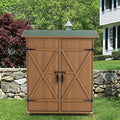 56" L x 19.5" W x 64" H Tall Outdoor Wooden Storage Shed with Lockable Doors, Waterproof Asphalt Roof, Removable Shelves for Garden Tools,Yellow Brown